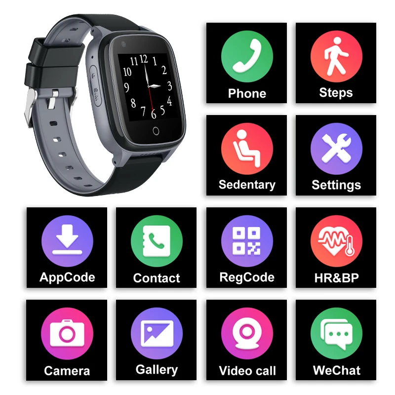 Smart 4G GPS WIFI Tracker Elderly Old Man Remote Camera Heart Rate Health Monitor Smartwatch SOS Video Call Android Phone Watch