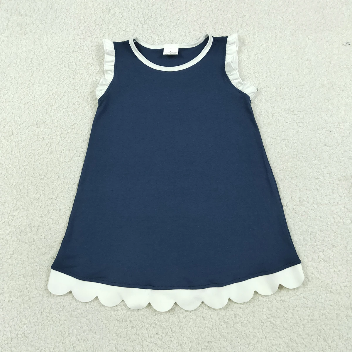 Kids Dress Clothes Baby Girls Sleeveless Fashion Comfy Scallop Knee Length Dresses Toddler Boutique Children Clothing Wholesale view 5