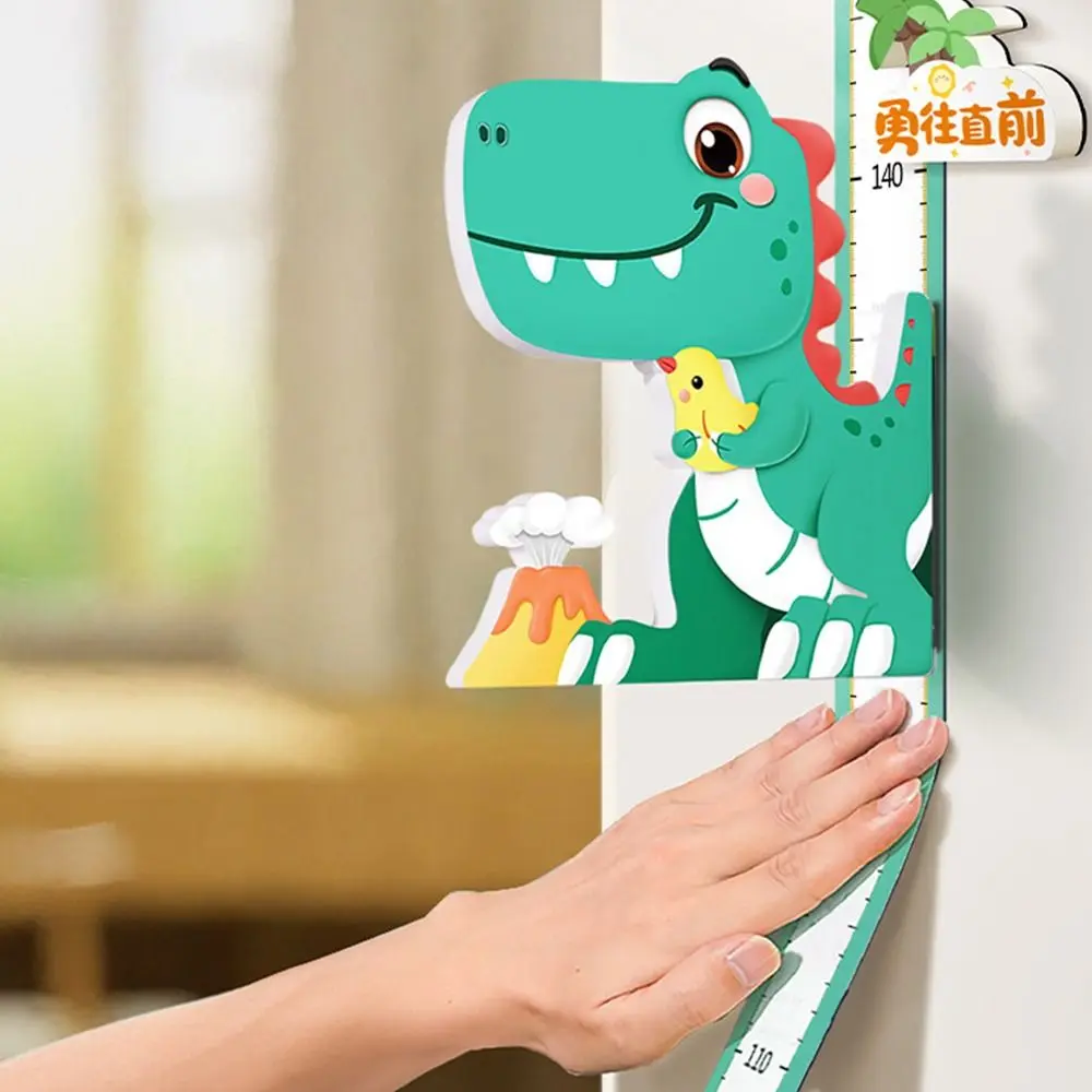 3D Cartoon Dier Kinderhoogteliniaal Zelfklevend Verwijderbare Hoogtemeting Stickers Muurkunst Veelkleurig