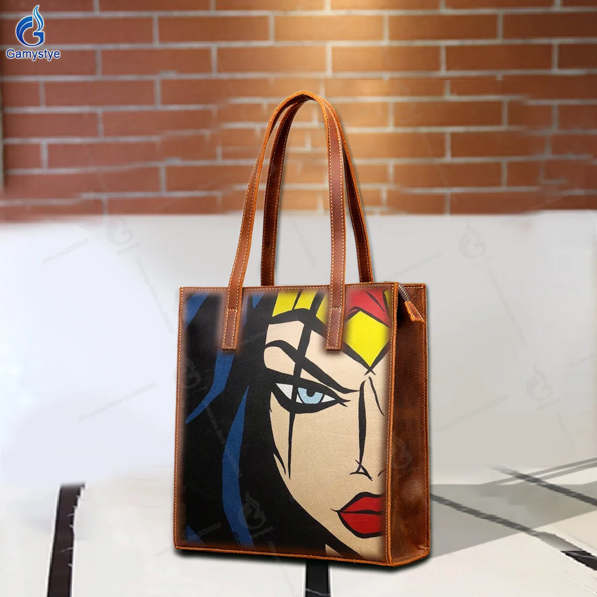 Personalizar bolso Art Hand Painted A cold face Bag Ladies Tote Handbags Messenger Shoulder Bag For women Genuine Leather Travel