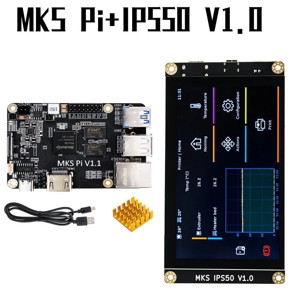 MKS PI Board Klipper Control Card MKS IPS50 5 Inch Capacitive Screen Makerbase Klipper TS35 Screen Display for Voron 3D Pinter