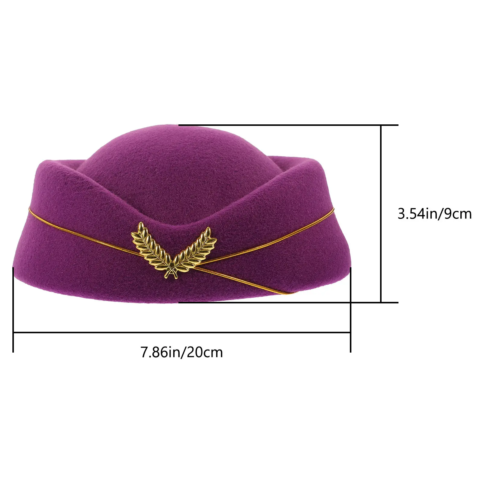 Airline Attendant Hat Stewardess Beret Hat Elegant Wool-Like Fabric Lightweight Comfortable One Size Fits Most Cosplay Party
