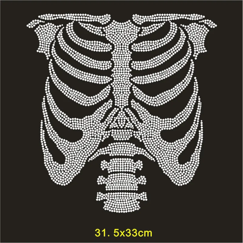 

Skeleton Rhinestones Stickers T-Shirt Strass Hotfix Iron On Transfer Custom Thermal Patches Crystal Applique Diamond Decoration