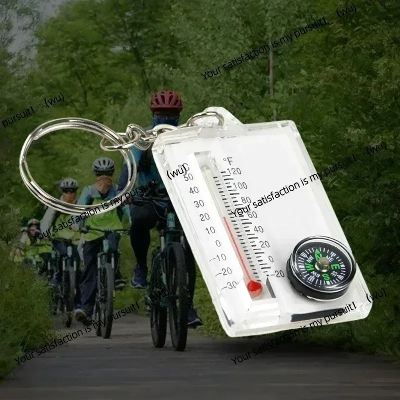 Mini Keychain Camping Compass Thermometer for Outdoor Climbing Home