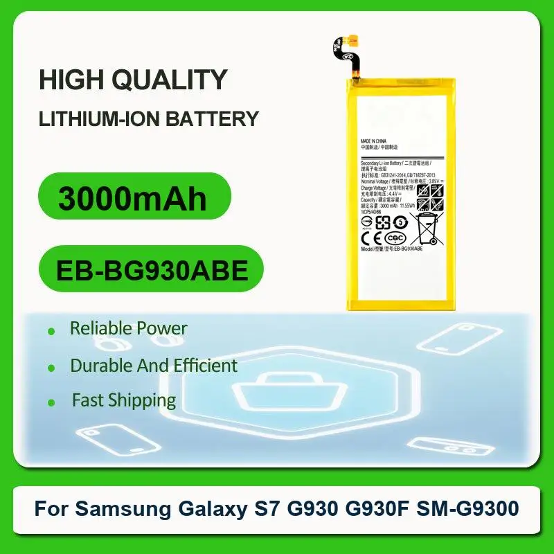 Сменный аккумулятор для мобильного телефона Samsung Galaxy S7 G930 G930F SM-G9300 EB-BG930ABE 3000 мАч