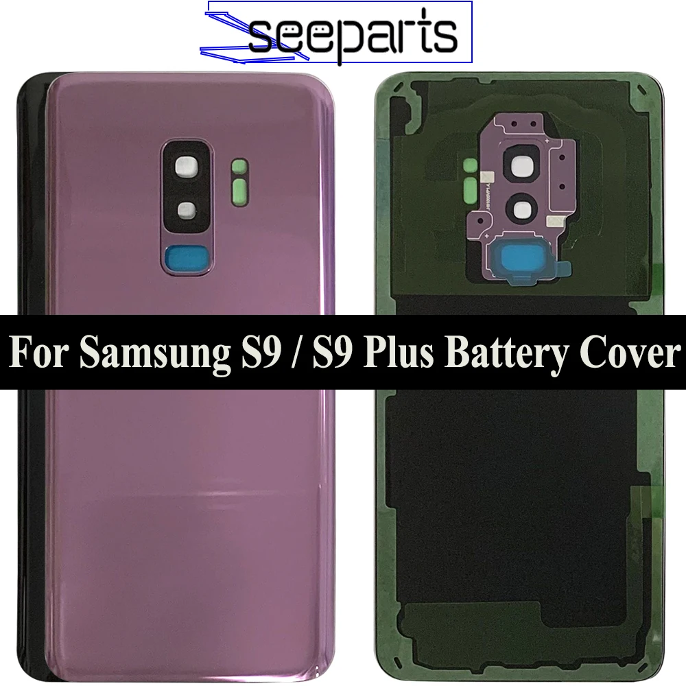 For Samsung Galsxy S9 Plus Back Glass Battery Cover Rear Glass Door Housing Panel Repair For Samsung S9 Battery Cover With Lens