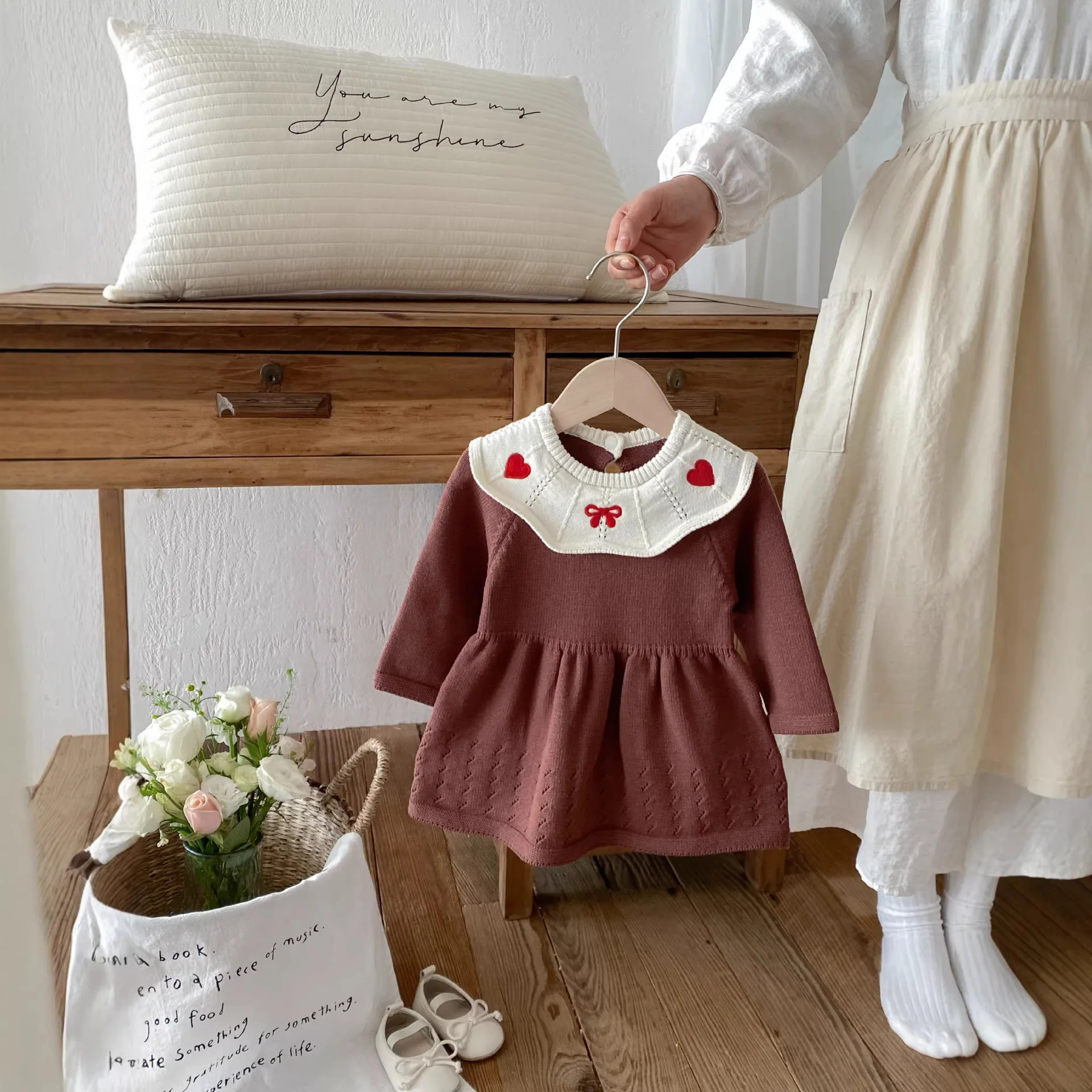 Baby Clothes, Spring and Autumn Knitted Dress, New Autumn Dress for Baby Girls, Stylish Autumn Long Sleeved Outerwear