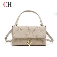 CH-Bolso cruzado de lujo para mujer, accesorios de Hardware con cadena dorada clásica, bolso de hombro de diseñador de moda de cuero para mujer
