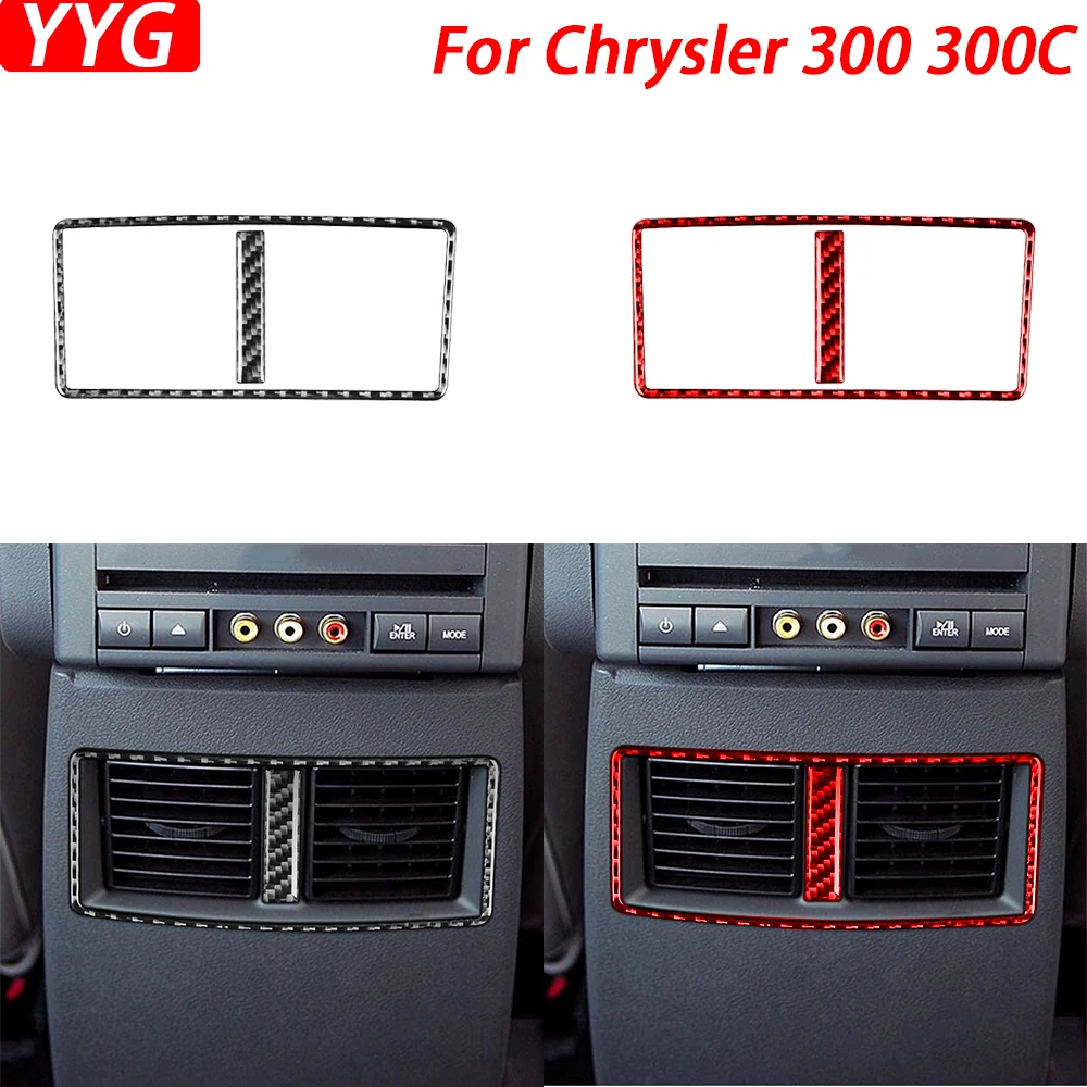 

For Chrysler 300 300C 2005-2007 Real Carbon Fiber Rear Air Conditioning AC Outlet Panel Trim Cover Interior Accessories Sticker