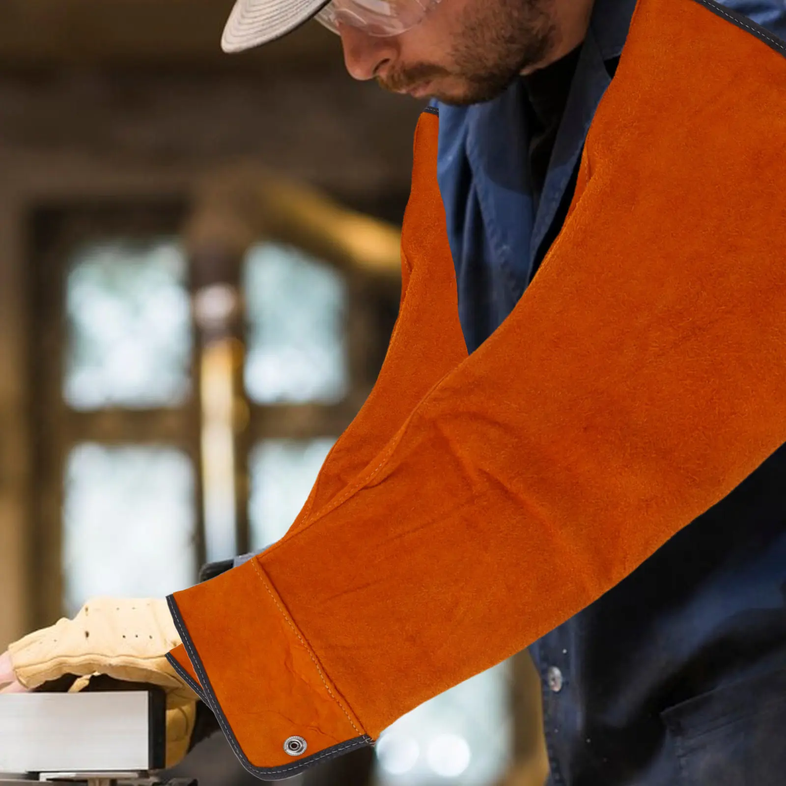 

2 шт. защитных нарукавников для сварки, термостойкие, от ожогов, для работы на открытом воздухе, кемпинга, при работе с камином