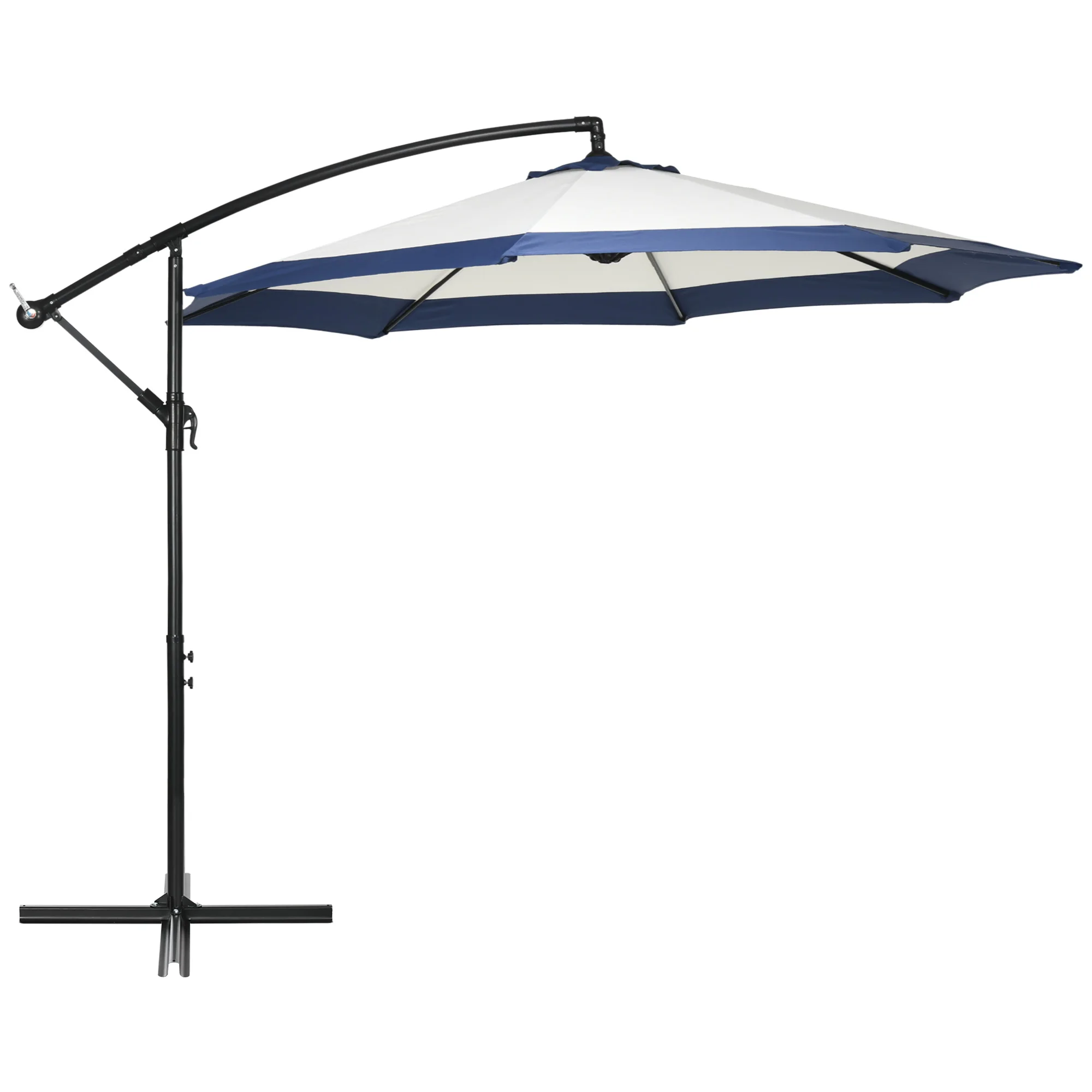 

Side-Shifting Garden Umbrella 3X2 m with Crank Mechanism, Metal and Polyester, Dark Blue and Cream