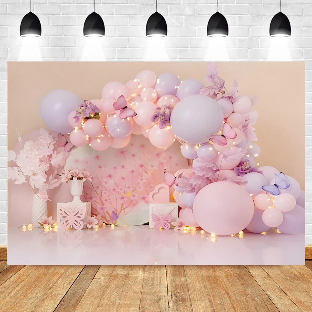 Newborn Baby First Birthday Photography Backdrop Balloons Girl Boy Baby Shower Cake Smash Party Decor Poto Background Props