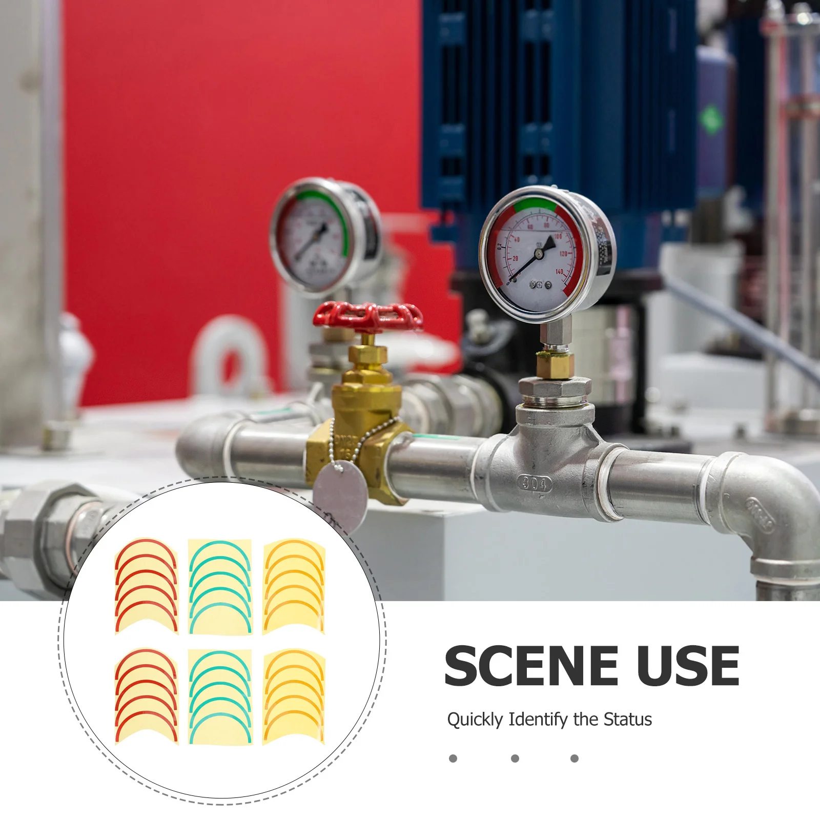 Gauge Marking Sticker 6 Sheets Durable Selfadhesive Pressure Meter Indication Label Waterproof Sunresistant Colorcoded Design