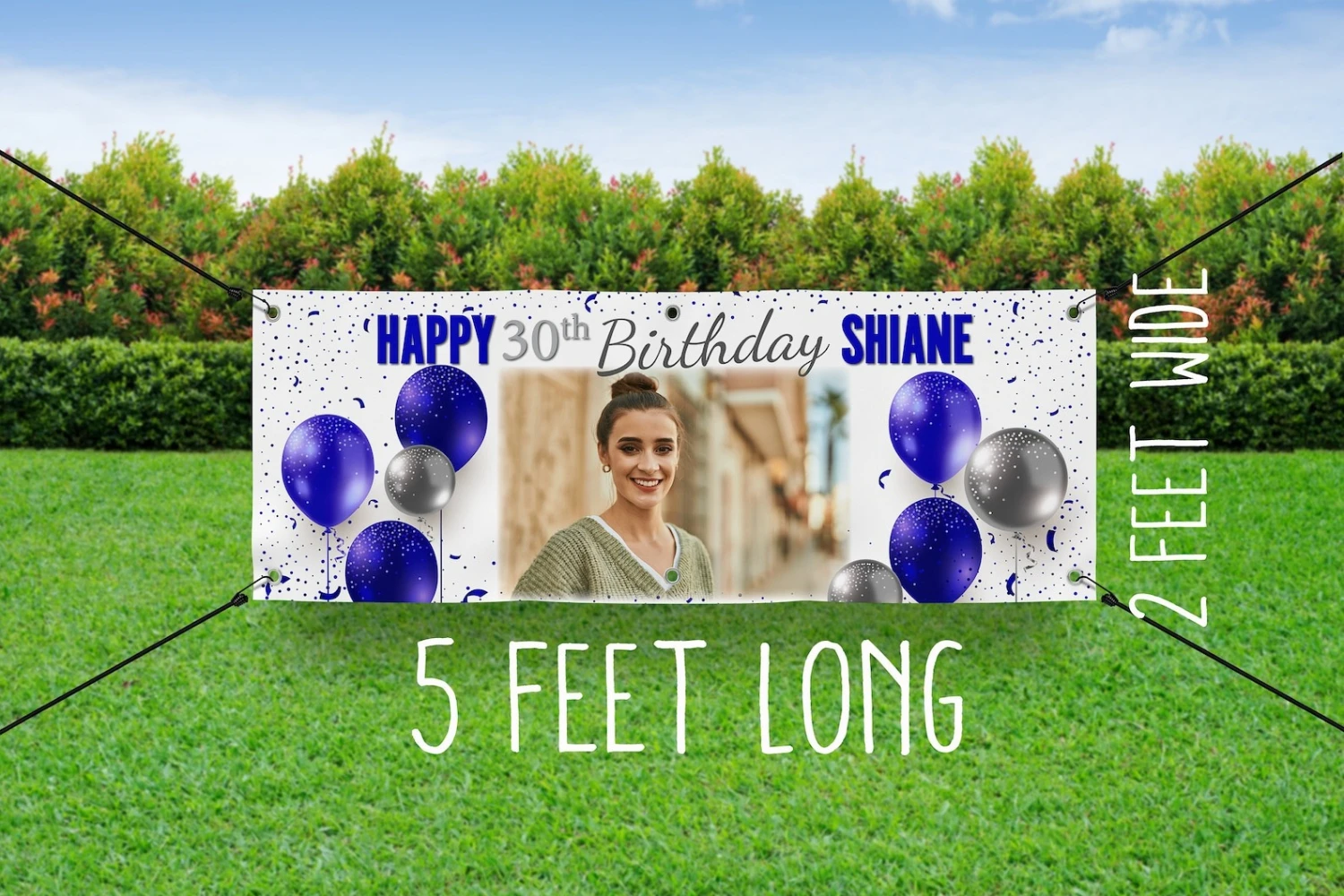 Extra LARGE Birthday Flag  with Picture - Gold and Silver Birthday Sign -Birthday Flag - Senior Birthday-Picture Banner Birthday
