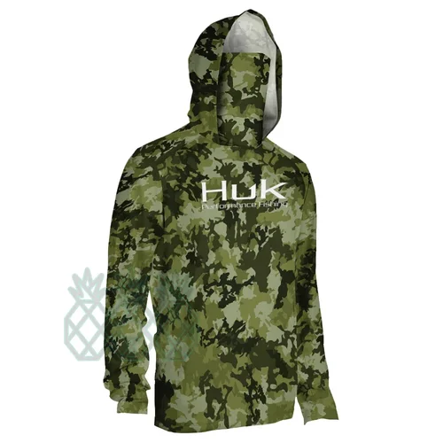 Imagen 2 del producto HUK-ropa de pesca de camuflaje para hombre, máscara de manga larga con capucha, camisas de pesca Upf 50+, protección Uv, ropa de pesca de rendimiento