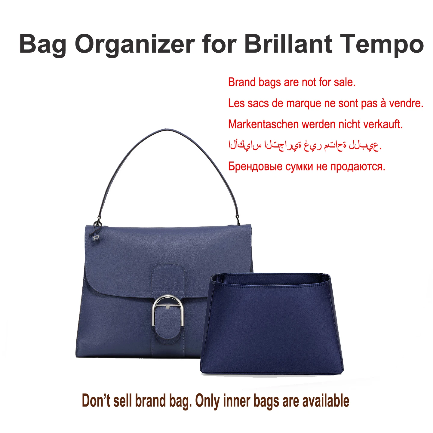 Satin Bag Organizer Insert Fit for Delvaux Brillant Tempo, Lightweight Purse Inner Liner Shaper Handbag Storage Organizer