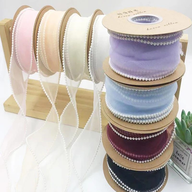 

5meters/roll 4CM Width Pearl Edge Fishtail Yarn Ribbon Bow DIY Flower Bouquet Packaging Ribbon Clothing Decoration Accessories