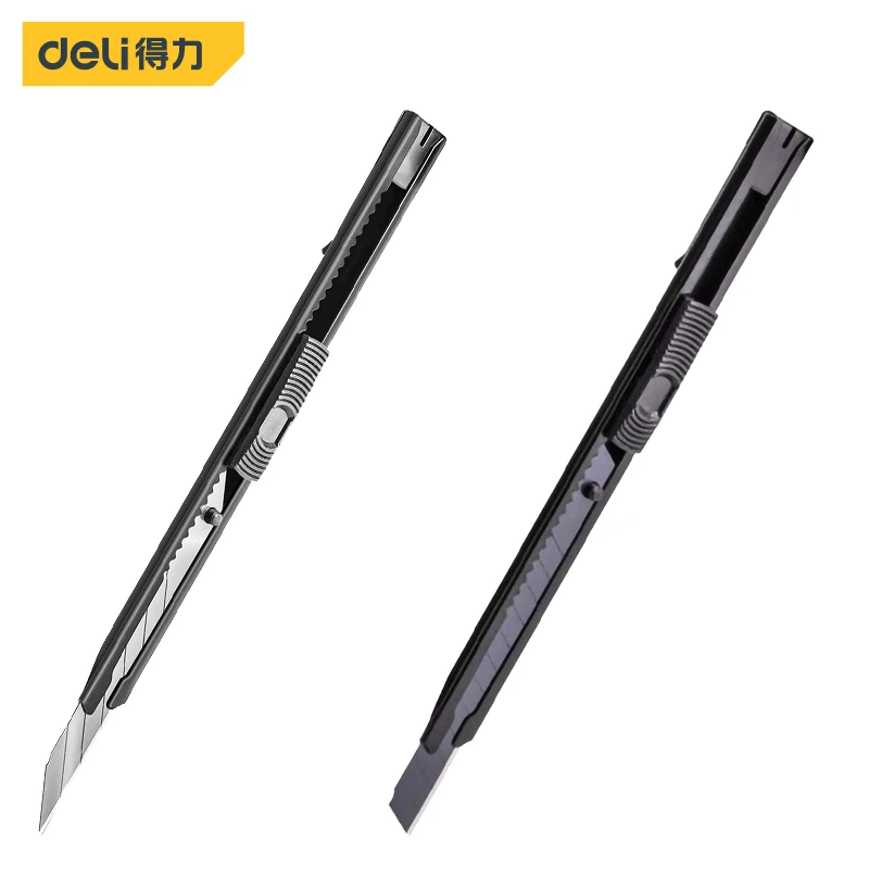 Deli 1 Pcs 9mm 30/60 Degrees Auto Self-locking Blade Safety Snap Off Knife Paper Cutter Knife Office Hand Tool Utility Knives