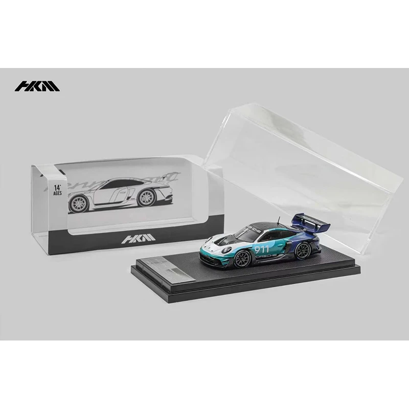 HKM PreSale 1:64 911 992 GT3 R Rennsport Brumos Diecast Diorama Car Model Collection Toy