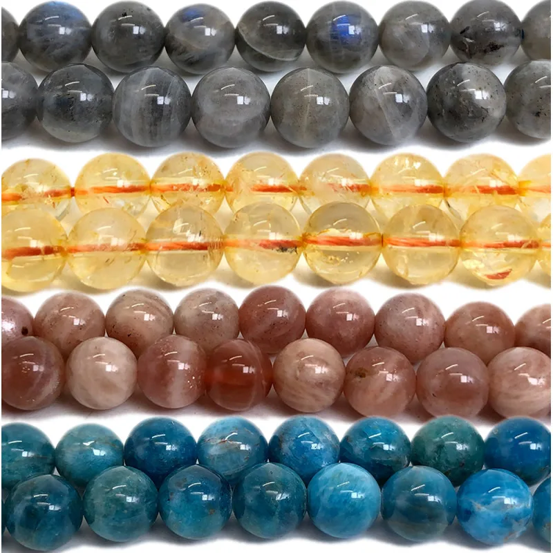 

Natural Round Stone 4 6 8 10mm Crystal Agate, Tourmaline, Garnet Sun Stone Loose Bead for Jewelry Making DIY Bracelet Needlework