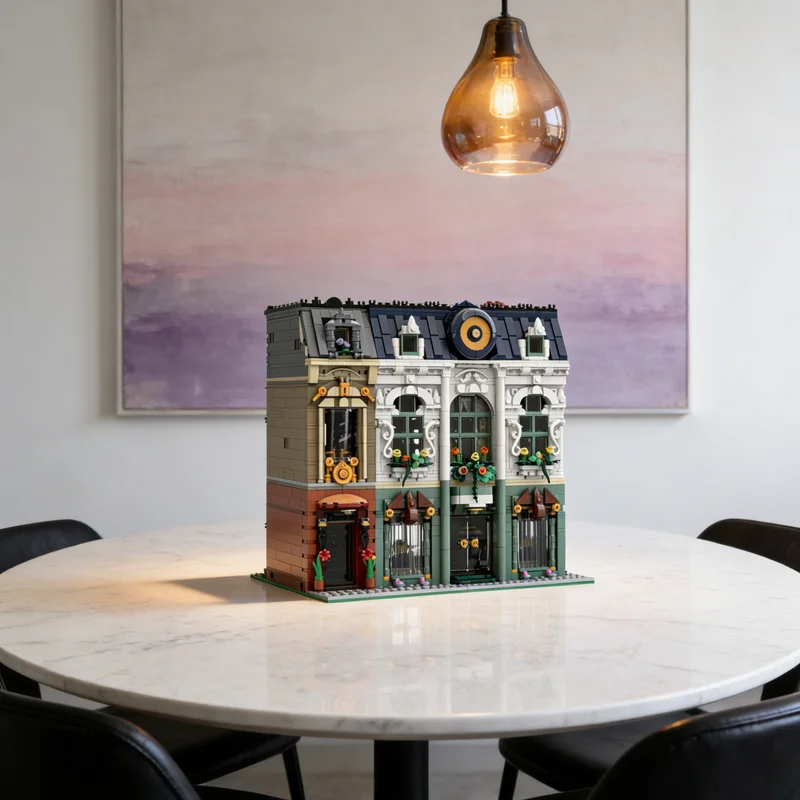 

3381 деталь MOC: Модульная модель городского пейзажа с альтернативным дизайном магазинов, конструктор, креативный подарок, декор для демонстрации, для взрослых