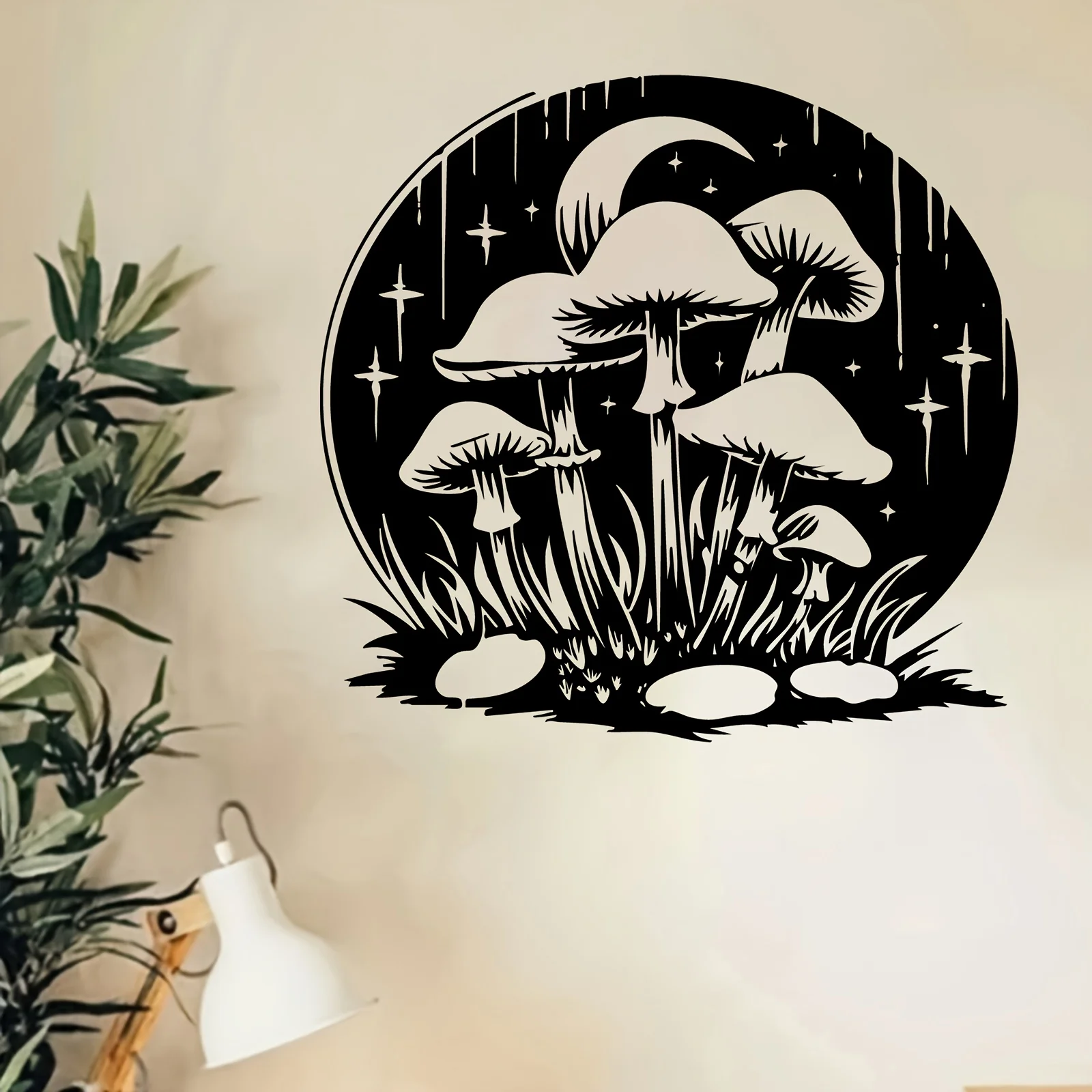 `Whimsical Mushroom Metal Wall Art,Heavy‑Duty Iron Decor,Halloween Autumn Harvest Gift,Garden Balcony & Backyard Fence Ornament`