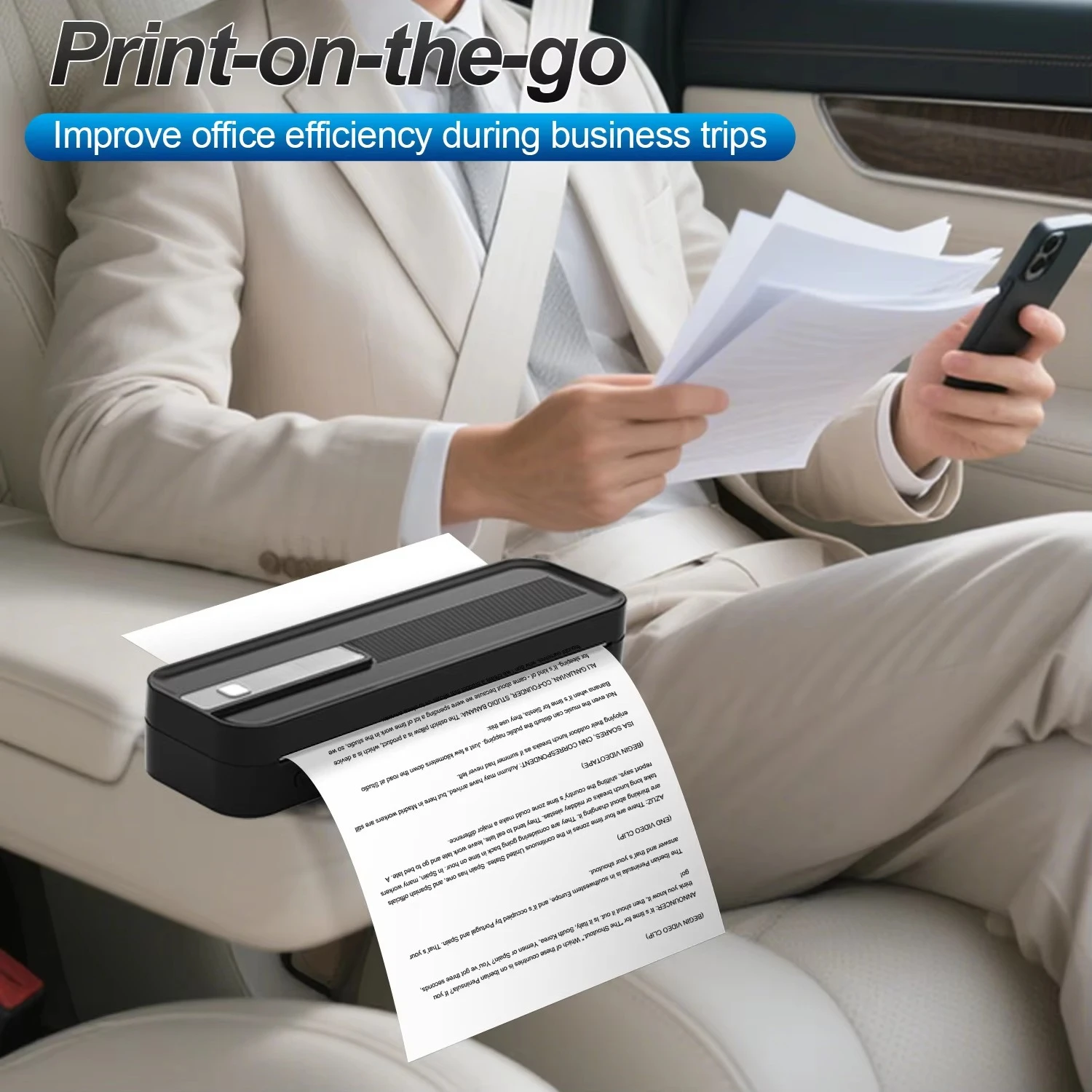 Inkless Business Document Printing 200dpi  Portable A4 Thermal Printer Wireless