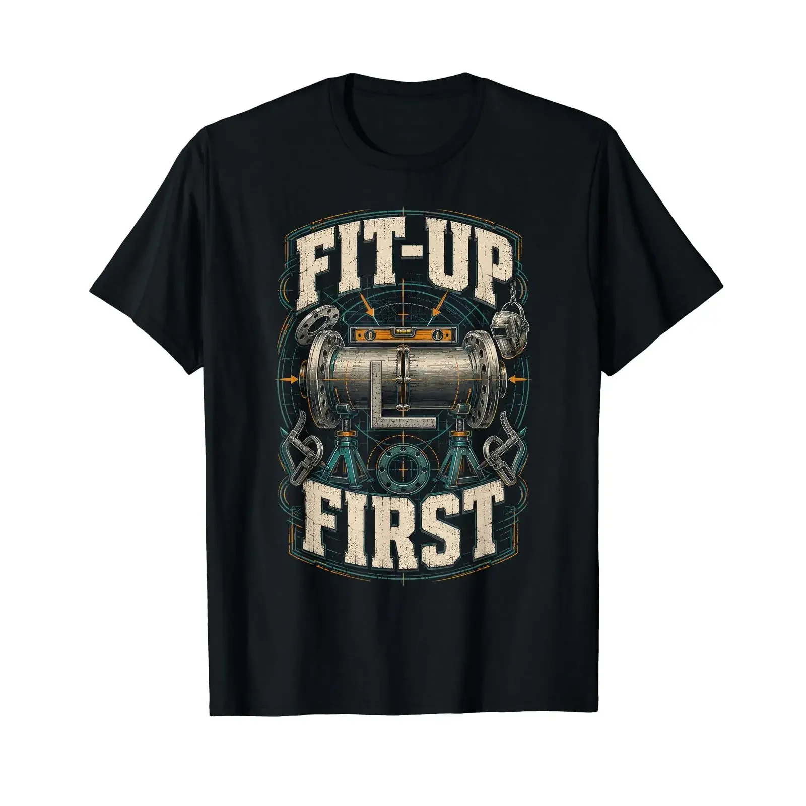 Men's Pipefitter Pipeline Worker Fit Up First Affordable T Shirt vintage Washed homme Casual Slightly graphic designer clothes
