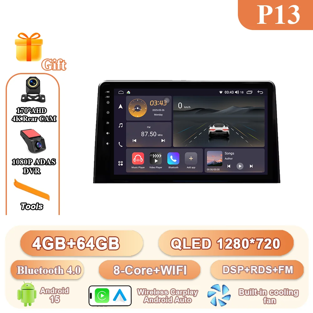 Android 15 Carplay Autoradio Stereo Voor Citroen Berlingo 2019 Peugeot Partner Rifter 2020 Voor Opel Combo Multimedia Video Player