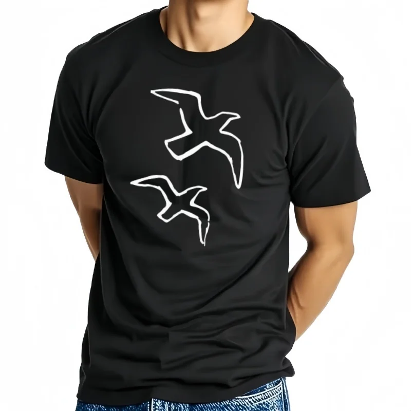 Camisetas de algodón con desig de panjaros en vuelo para hombre y mujer، ropa graphfica، Top de manga corta، cam #2
