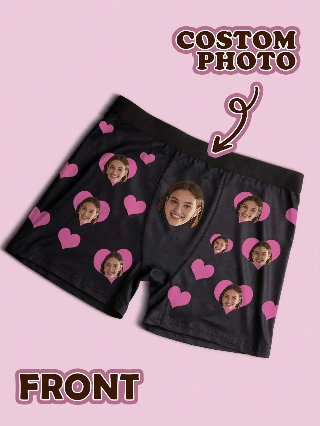 Custom Face Mens Boxer Briefs Personalized Photo Underwear Heart Pattern Funny Custom Mens Boxers Six Sizes Available Gift for H