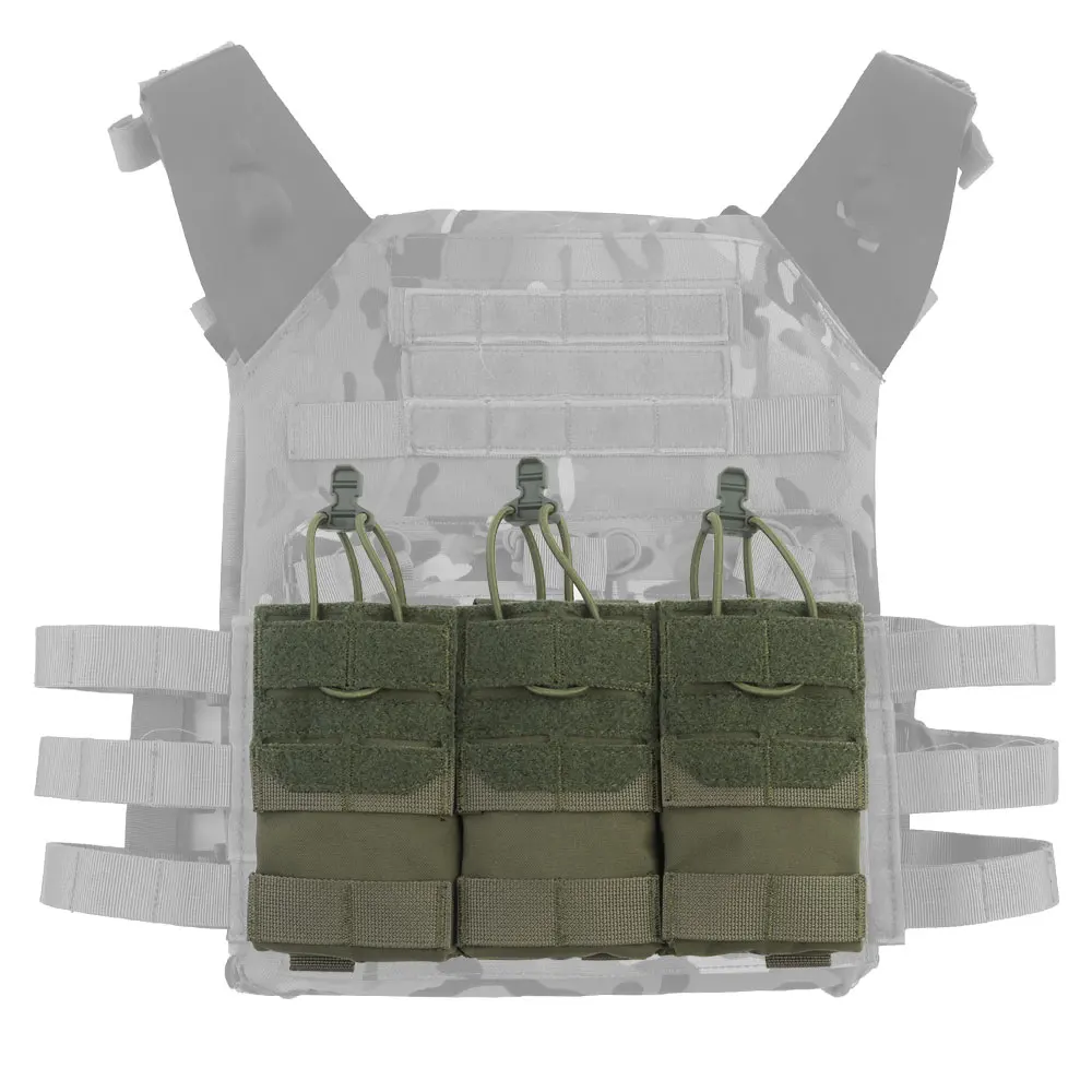 

Dual Purpose 5.56 M4 Triple Magazine Pouch Tactical Vest K series Plate Carrier Front Placard AG 3 MAG Bag Holder