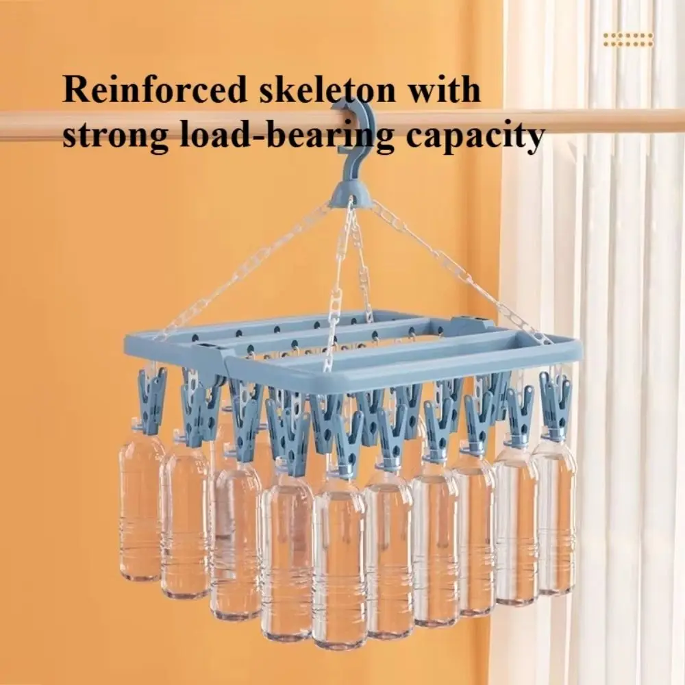 

Windproof Extra Thick Drying Rack Heavy Duty 32 Clips Multi Clip Hanger Space Saving Foldable Drying Hanger Clothes Drying
