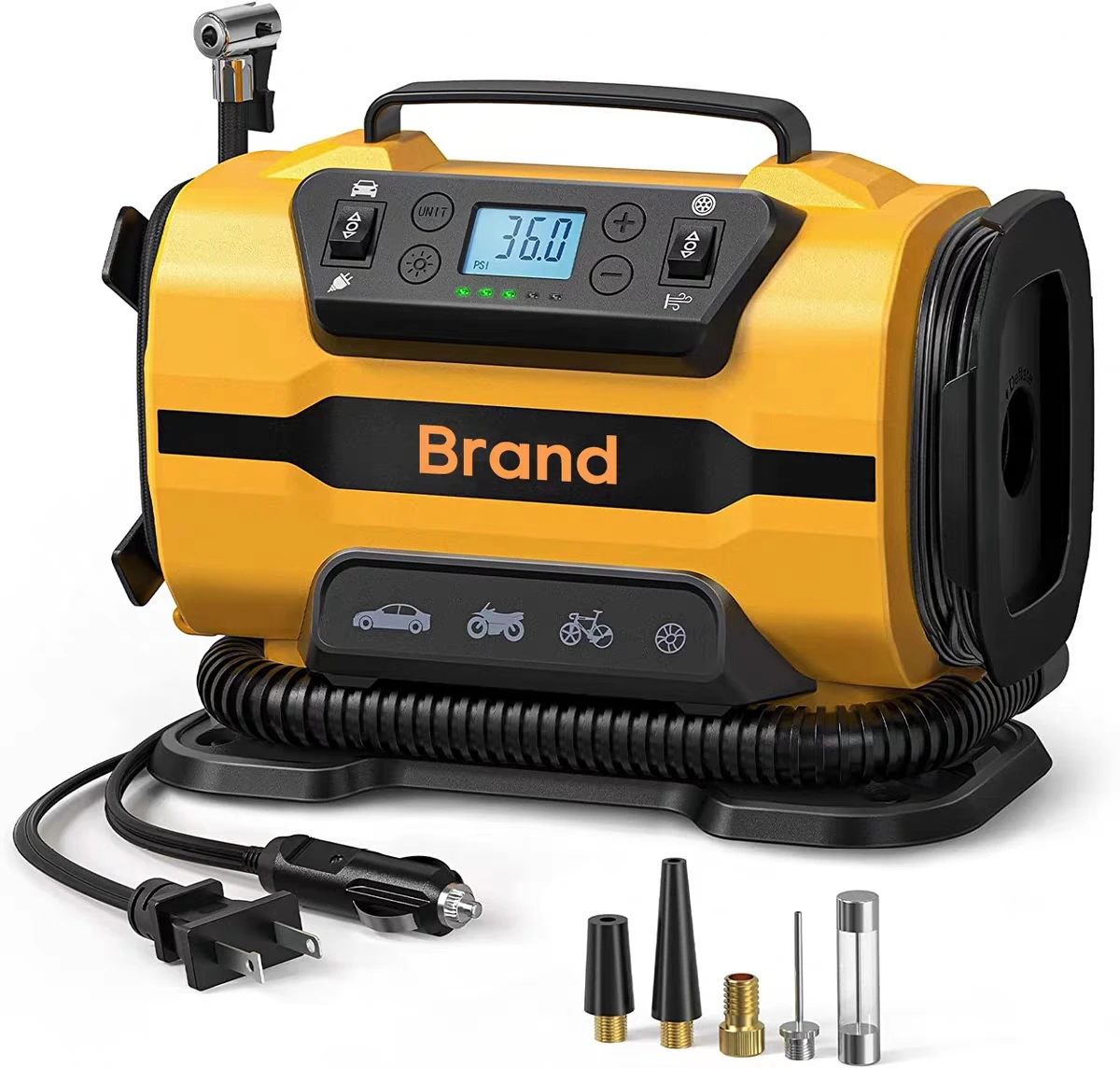 New Wireless Mini Plastic Car Tyre Electric Portable Digital Air Compressor 12V 150PSI Emergency Light Tires Inflator