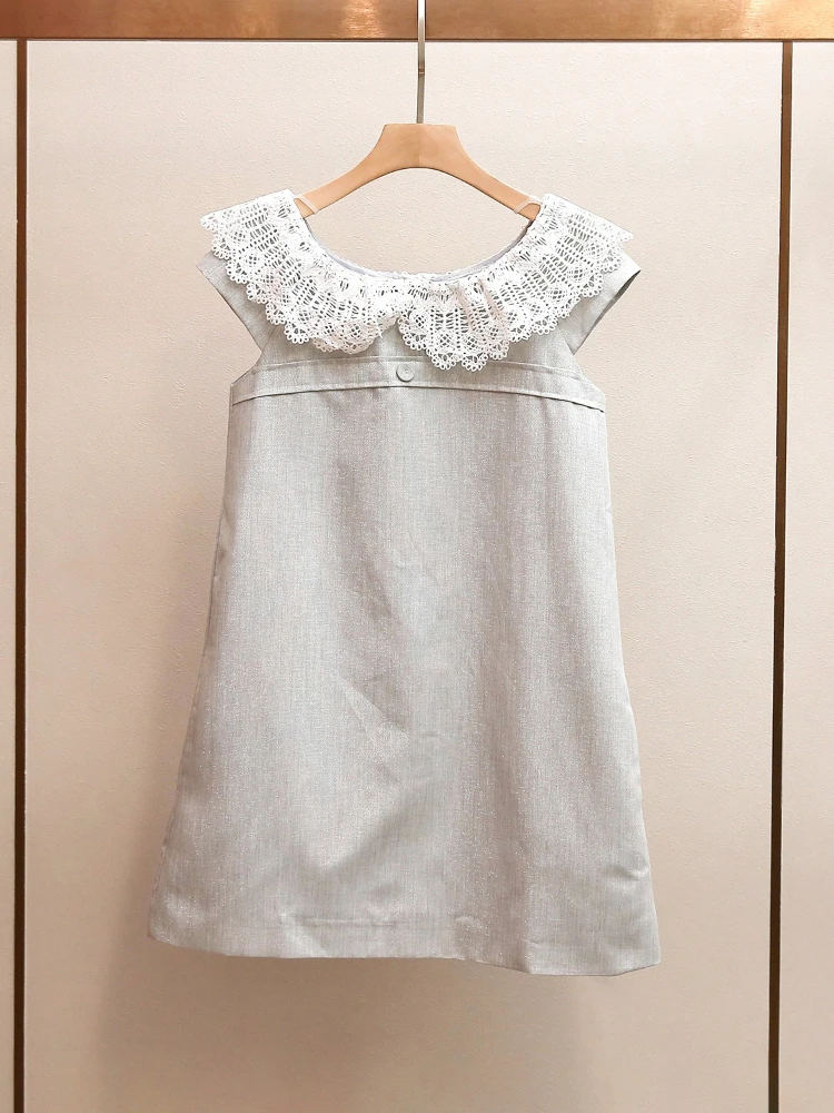 High End Women's Summer New Style Ladylike Temperament Versatile Lace Patchwork Ruffle Collar Dress for Women