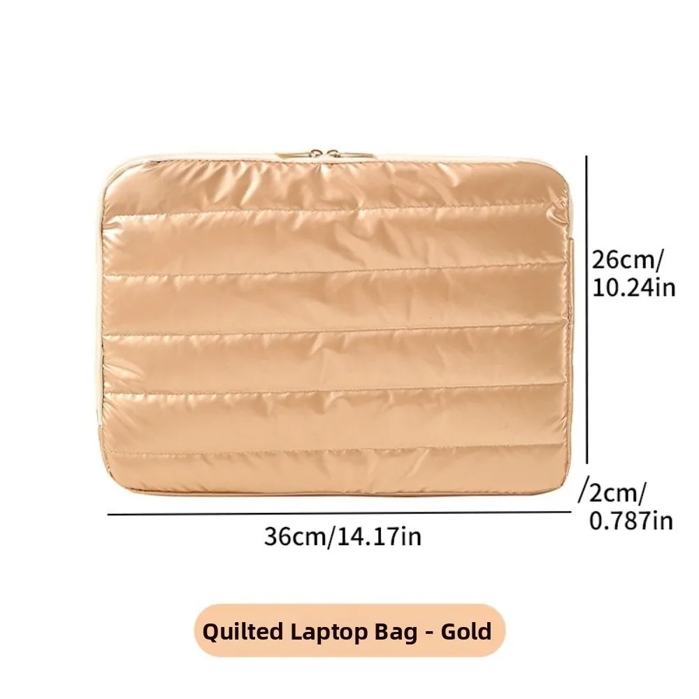 Nylon Quilted Computer Bag Water Resistant Shock Absorbing Padded Laptop Sleeve Quilted Padding Laptop Sleeve Bag