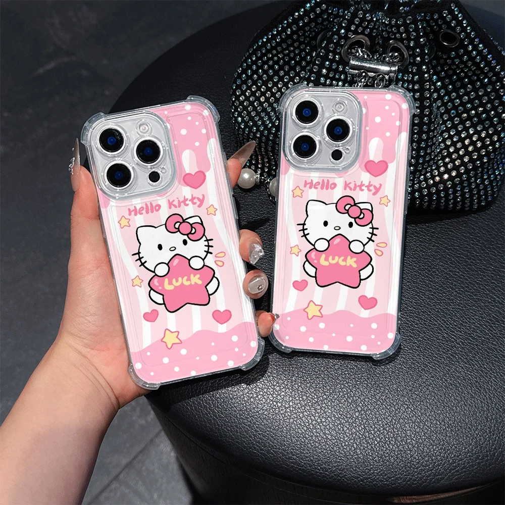 산리오 KT 아이폰14 Pro, 아이폰 16/15/14/13/12/11/x/xs/xs Max용 소프트 폰 케이스, 소녀들을 위한 헬로키티 귀여운 선물