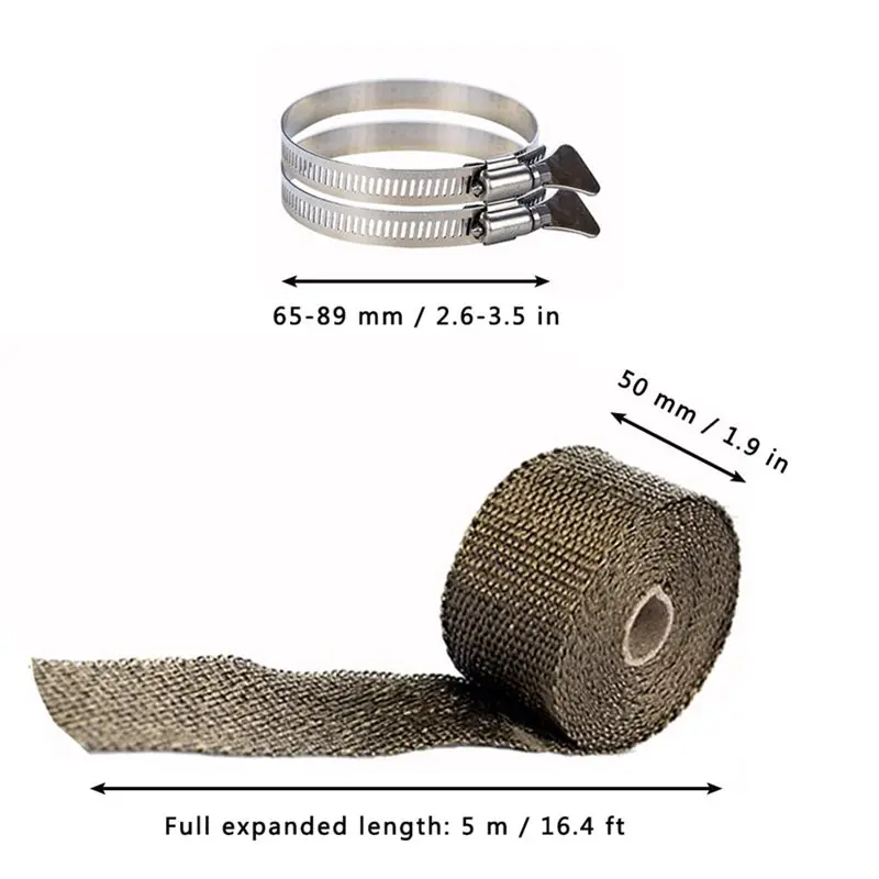 AB47-Chimney Stove Flue Protector With 2 Clamps, Heat Shield Tape 5M Fireproof Pipe Wrap, Anti Scalding