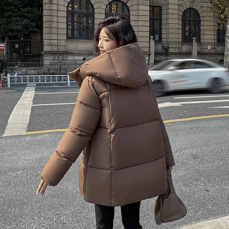 Women Oversized Coat Casual Loose Parkas Winter Korean Jacket Snow Outwear Long Sleeve Solid Padded Clothing Coat For Girls