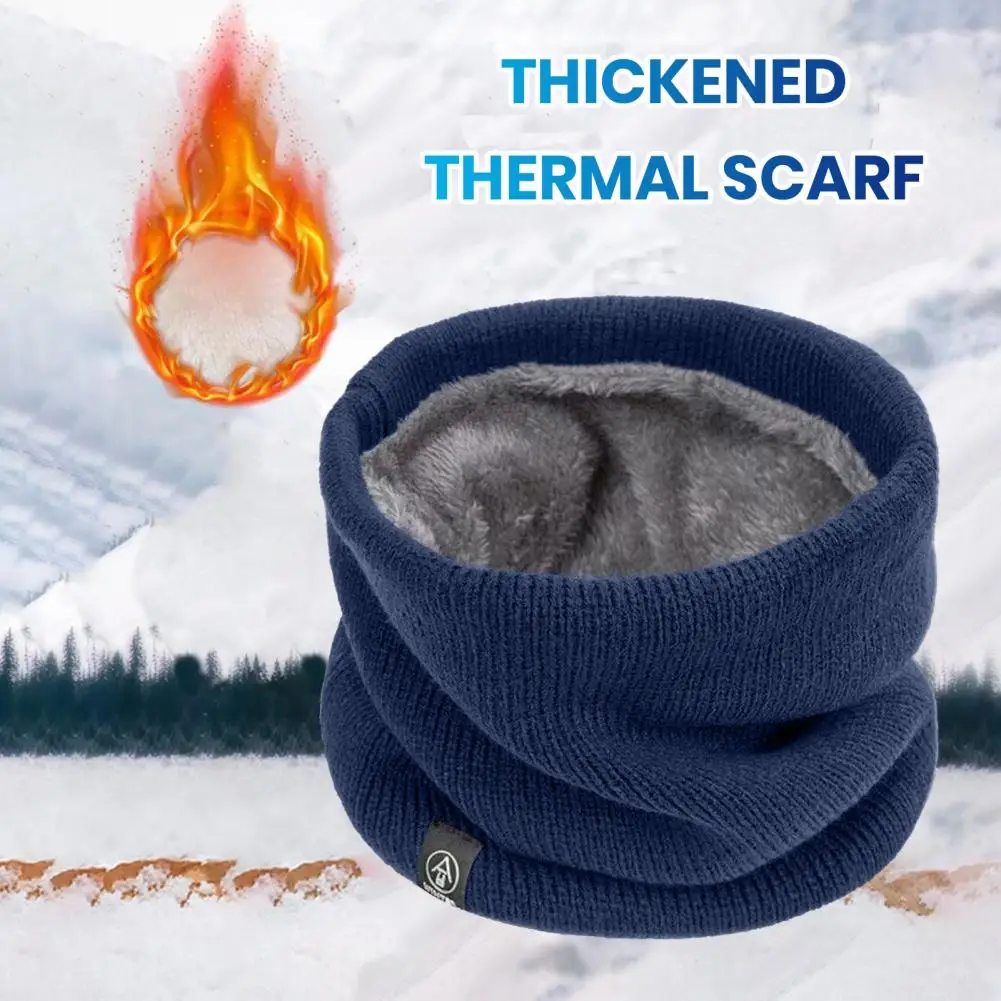 Thick Knitted Neck Warmer Fall Winter Windproof Thick Plush Lining Warm Men Women Outdoor Cycling Neck Protector Scarf