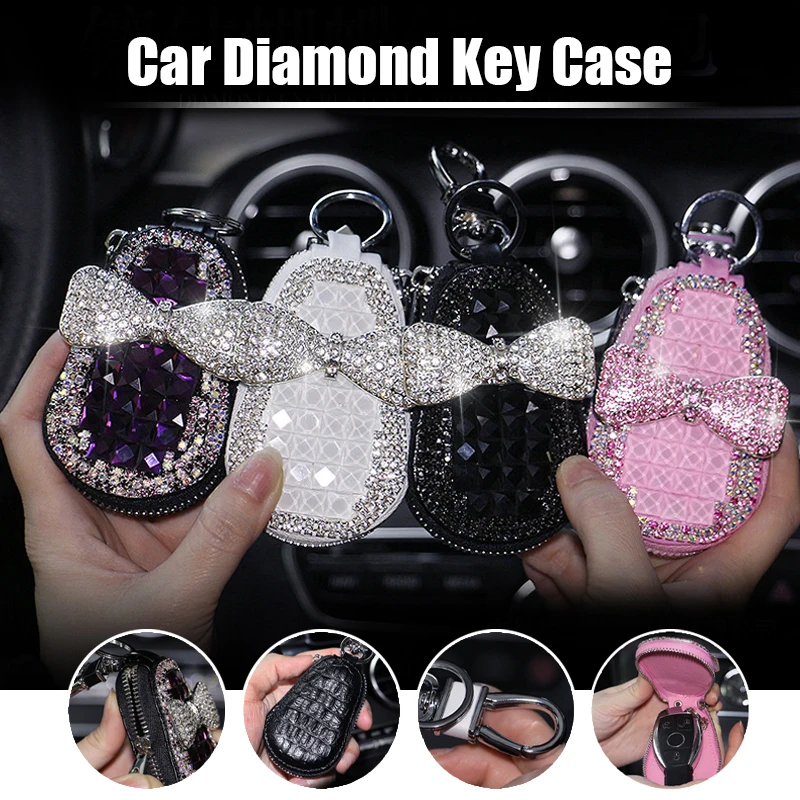 Universal Diamond-studded Car Key Case Pendant Cute Accessories Creative Keychain Ornament Bag Case Porta Chave Llave Key Holder