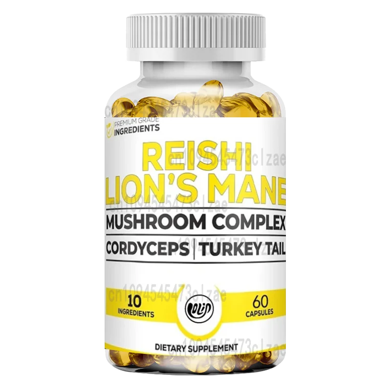 

Комплекс добавок Линчжи 5000 мг-10 в 1 в сочетании с гривом льва, кордицепсом синьсисом, березовым грибом и т. д. -60 капсул