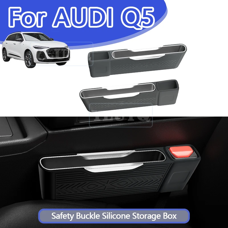 

For Audi Q5 Car seat side storage pocket in-car storage seat silicone ABS gap storage box Seat Gap Filler Car interior