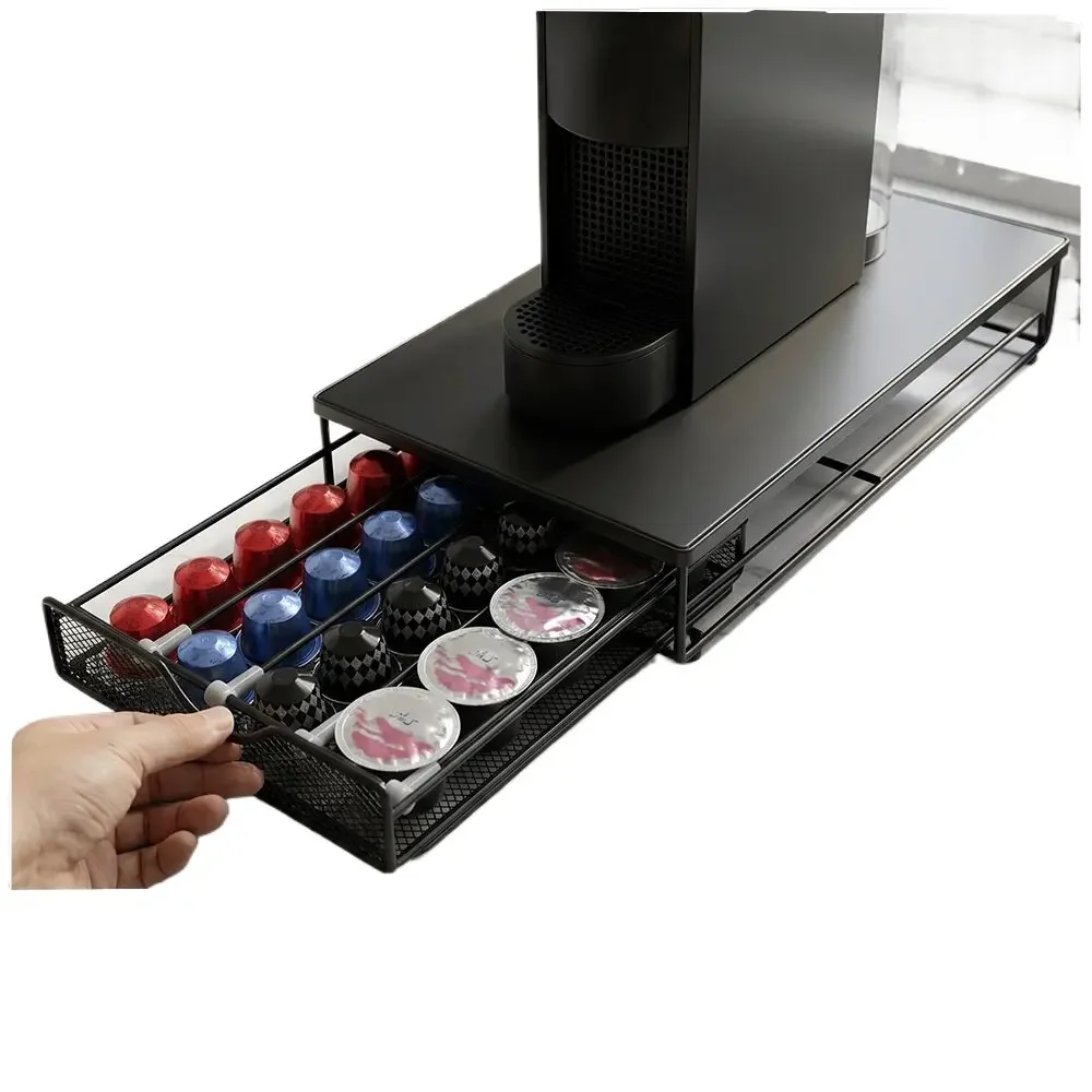Suit for Nespresso Coffee Capsule Desktop Drawer Storage Rack Home Kitchen Pull-out Simple Iron Coffee Machine Base Storage