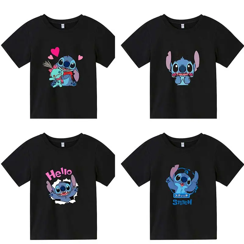 Fashion Children Clothes Kids Summer Cute Stitch T-shirt Baby Boys Cartoon Tshirts Toddler Girls Short Sleeve Casual Tops