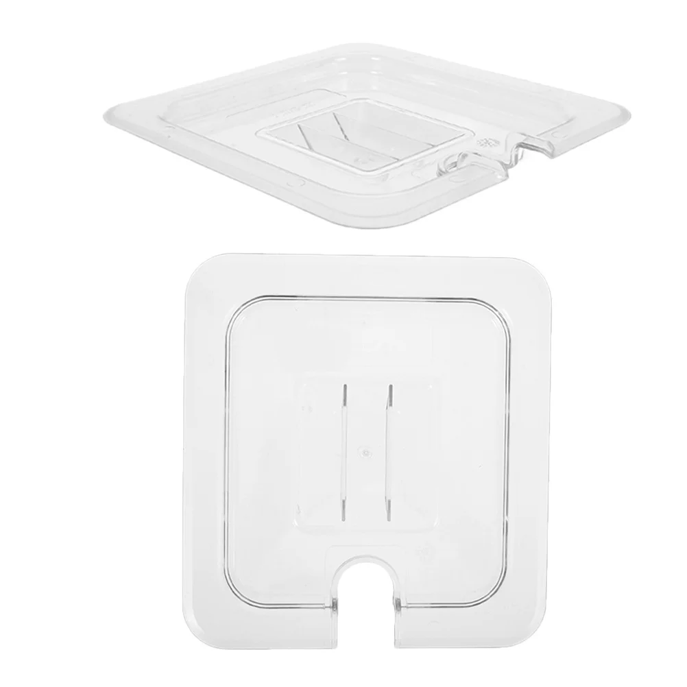 

2pcs 1/6 Size Plastic Food Pan Cover Clear Reusable Handle Universal Lid For Cake Fruit Dessert Hotel Restaurant Party Baking