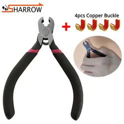 Archery Bowstring Position Buckle Clip Install Pliers Carbon Steel Clamp Head 10pcs Copper Buckles Shooting Hunting Accessories