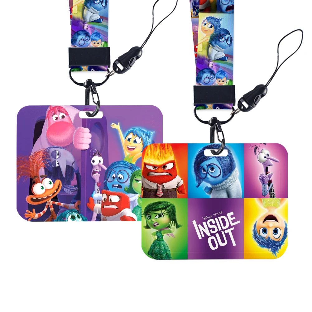 Disney Inside Out 2 Card Horizontal Pattern Set Cartoon ID Card Work Bus Horizontal Card Holder Plastic Keychain Gifts