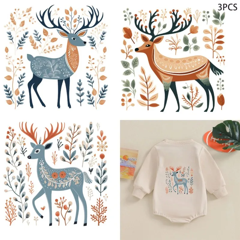 Arte Folclórica Escandinava Inverno DIY Adesivos, Impressão de Transferência de Calor Lavável, Camisa Roupas Patch, Mochila Meninas, Travesseiro, 3Pcs, 6Pcs