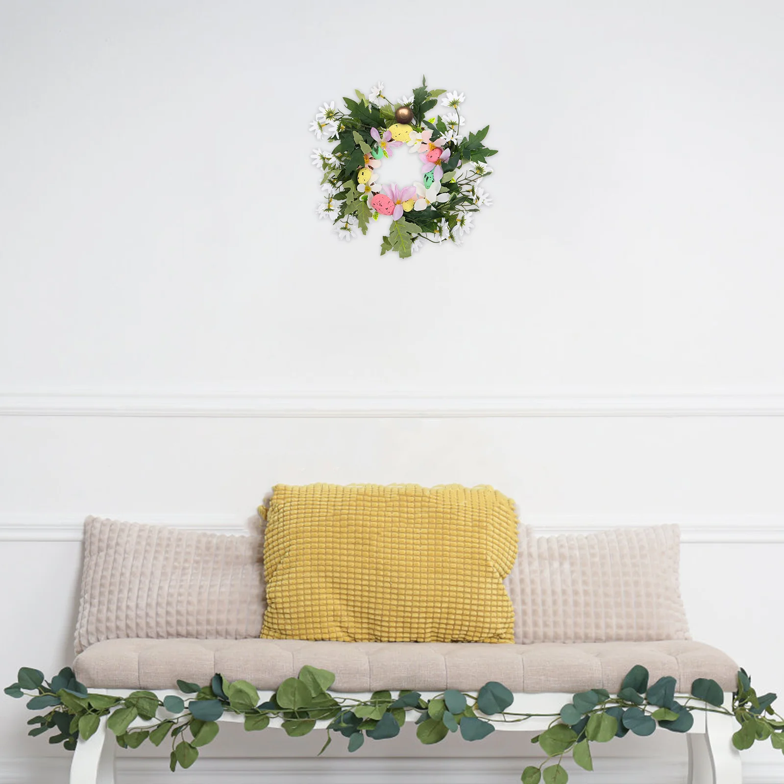 

Spring Artificial Easter Egg Wreath Daisy Flowers Assorted Color Easter Door Hanging Decorations Front Door Decor